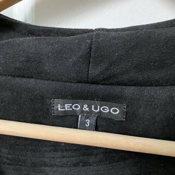 Leo & Ugo Skirt Set Womens Black Faux Suede Western Blazer Pencil Skirt - Picture 2 of 13